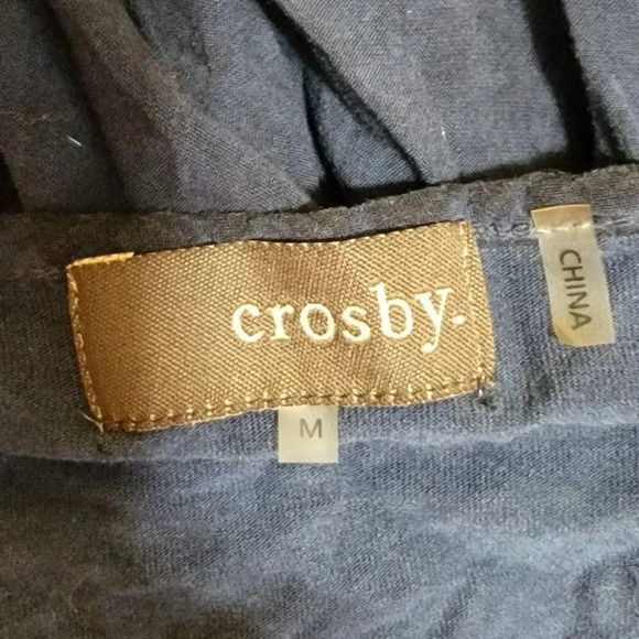 CROSBY Navy Blue Acid Wash Tank Top Gathered Waist Womens Medium Summer Tank - Picture 6 of 7